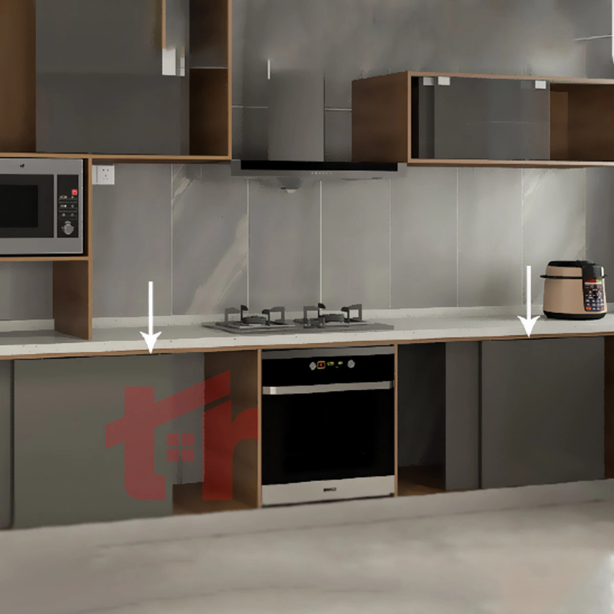 مکانیزم درب ریلی کمد تاپ لاین توکار TM3 دو درب چوبی فانتونی K524